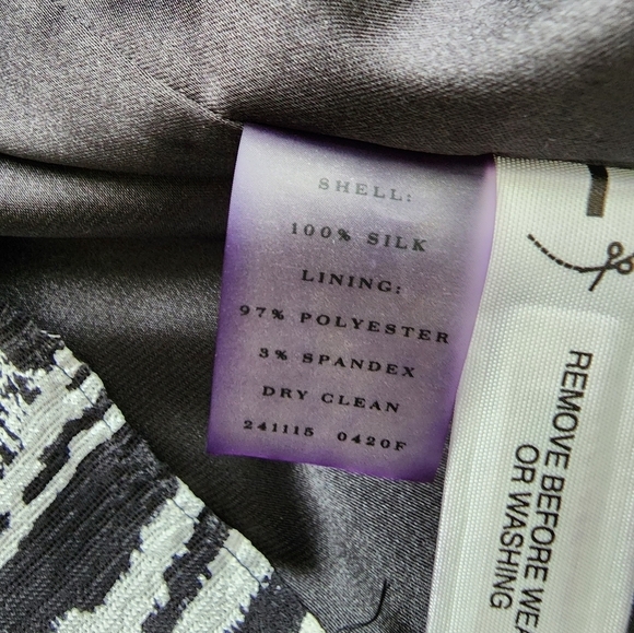 Ann Taylor Sleeveless Round Neck Black & White Fully Lined100% Silk Dress Size10 - Picture 4 of 7